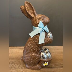 cupcakes & cashmere faux chocolate Easter bunny decor with stylish blue bow